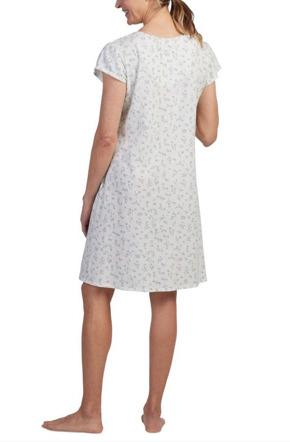 Miss Elaine Women's Floral Lace-Trim Nightgown Spring Mint XL