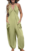 Cupshe Plunge Halter Jogger Jumpsuit Green Size L