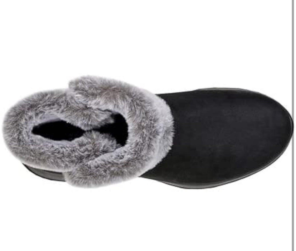 Skechers Womens Size 8 Boots Go Walk Air Cooled Goga Mat Black Walking Faux Fur