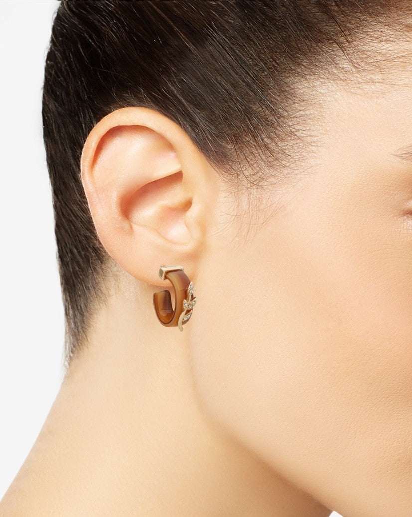 lonna & lilly Gold-Tone Pavé Branch Brown Small Huggie Hoop 