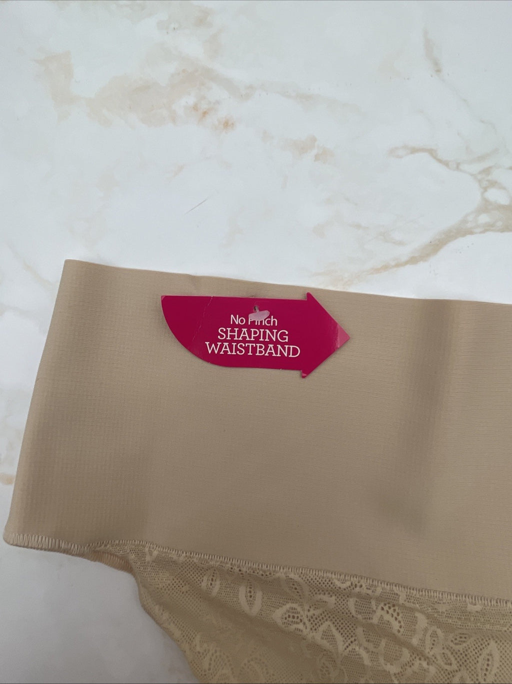 NWT Maidenform Tame Tummy Smoothing Waist Lace Thong Shapewear L Beige Size XL