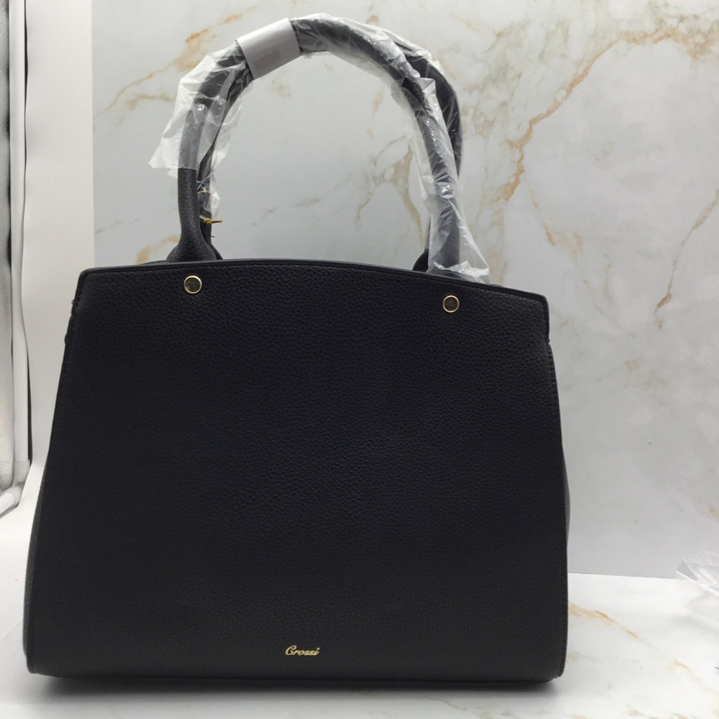 LIKE DREAMS Women's Double Bow Satchel Black And Gold Medium 