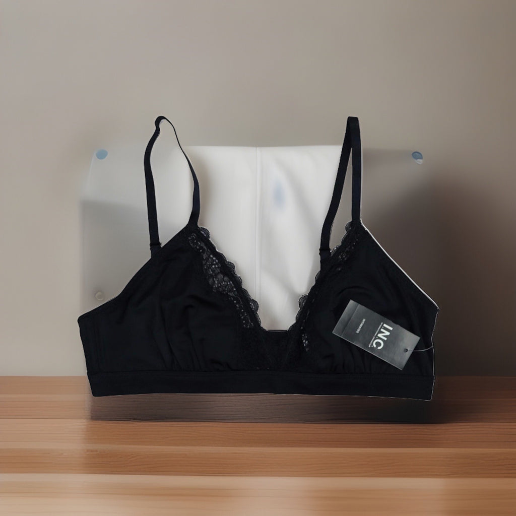 I.n.c. International Concepts Women's Satin Micro Bralette, Black, M
