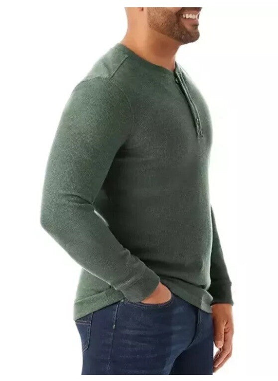 Member’s Mark Long Sleeve, Thermal Henley, NWT, Men’s Size XXL, Midnight Green