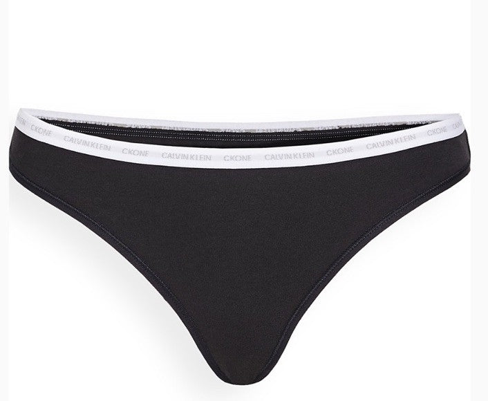 Calvin Klein CK One Cotton Thong - Black And White Medium