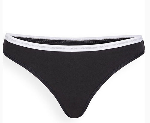 Calvin Klein CK One Cotton Thong - Black And White Medium
