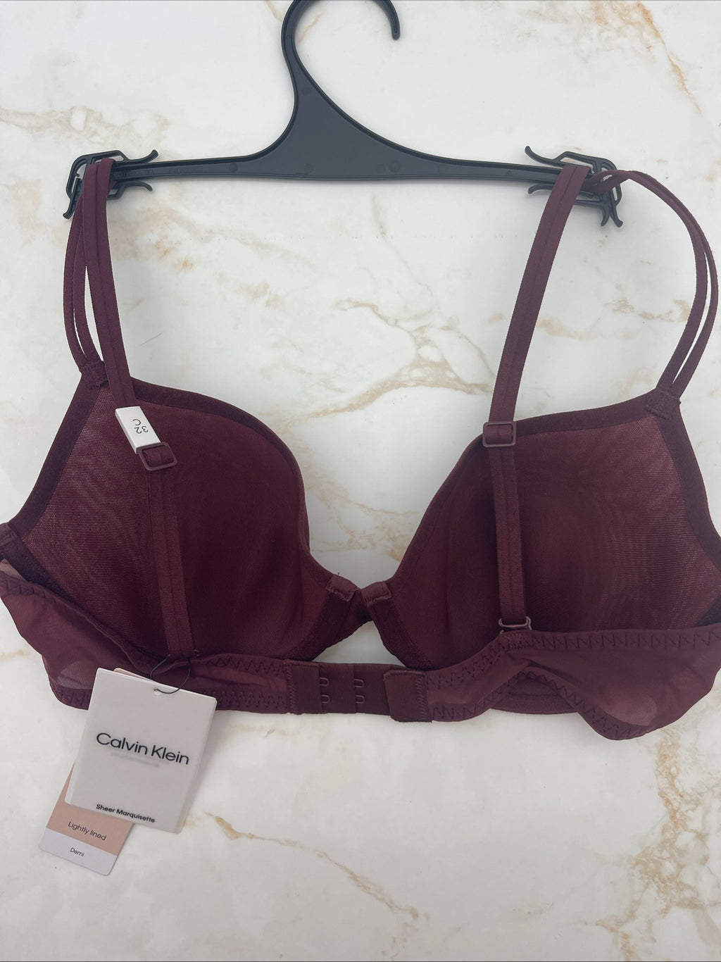 CALVIN KLEIN Women's Sheer Marquisette Lightly Lined Demi Bra QF6068 Size 32 C