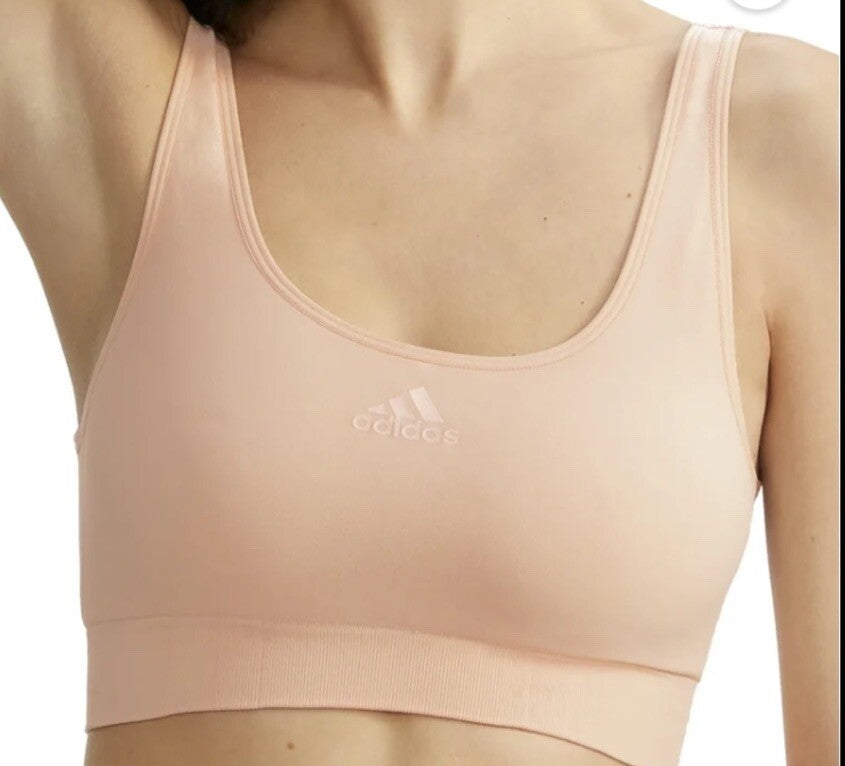 adidas Intimates Women's Seamless Scoop Medium Impact Lounge Bra Peach