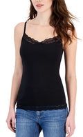 NEW! Charter Club Intimates Tank Top Lace Trim Black Shelf Bra XXL Adjustable