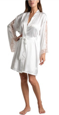 Linea Donatella Women's L/XL Brides Blush Satin Robe Ivory BSH030