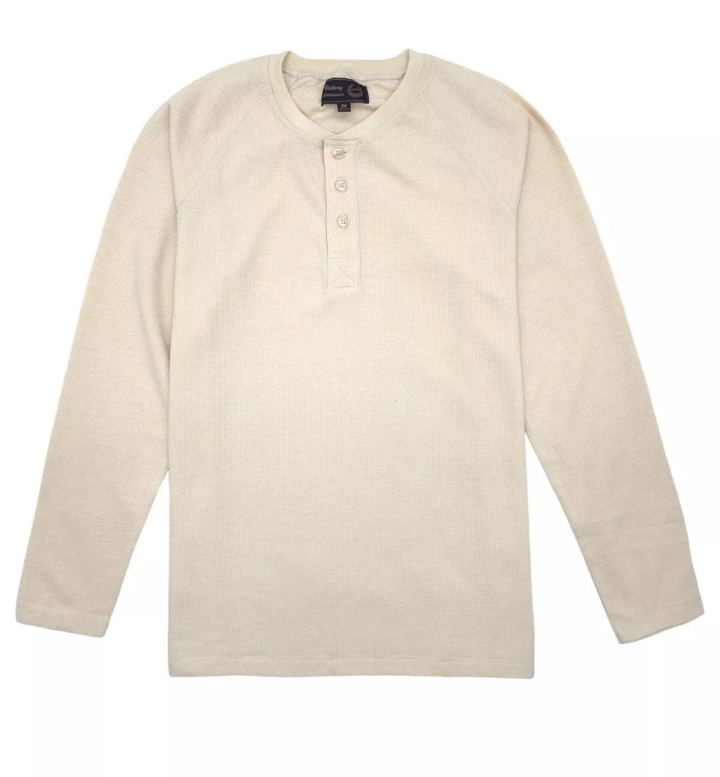 Thermal Henley Classic Fit Waffle Knit Fabric Washed For Softness Stretch 