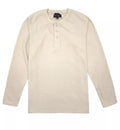 Thermal Henley Classic Fit Waffle Knit Fabric Washed For Softness Stretch 