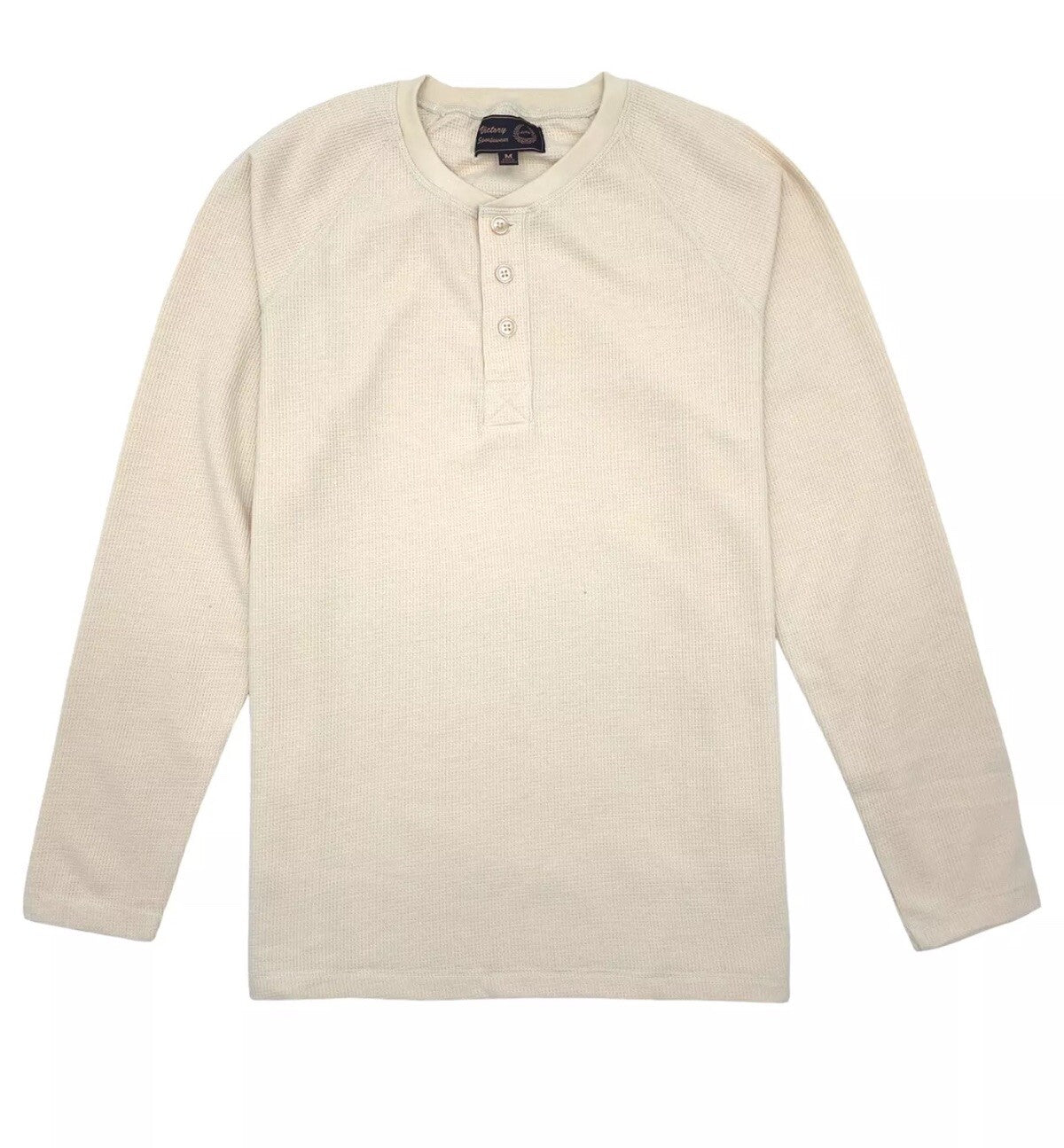 Thermal Henley Classic Fit Waffle Knit Fabric Washed For Softness Stretch 