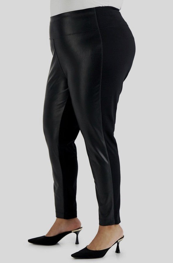 Calvin Klein Women's Black Faux Leather Front Leggings Pants Plus Size 2X