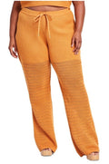 Nina Parker Women's Brown Plus Open Stitch High Rise Flared Pants Size 3X