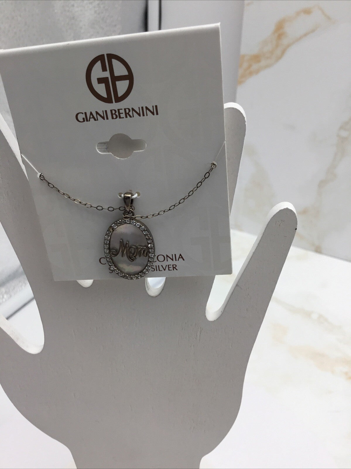 Giani Bernini Cubic Zirconia & Mother of Pearl Oval "Mom" Halo