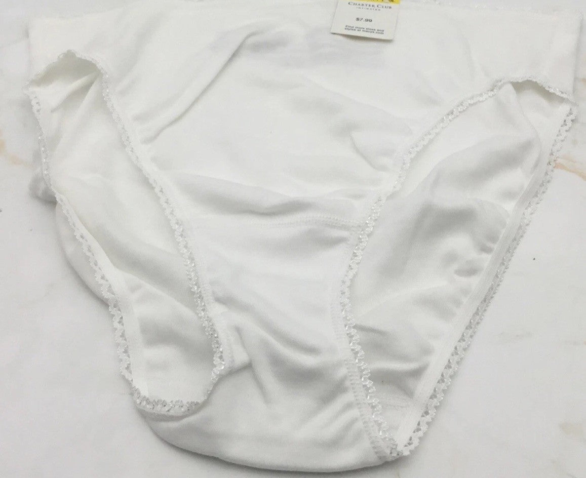 Charter Club Women's Everyday High-Cut Cotton Lace Trim Briefs 100117228 XL