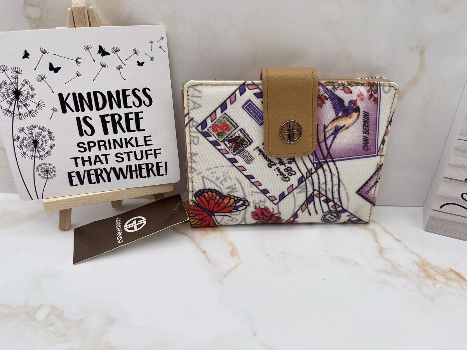 Giani Bernini Small Wallet Beige Khaki SAFFIANO