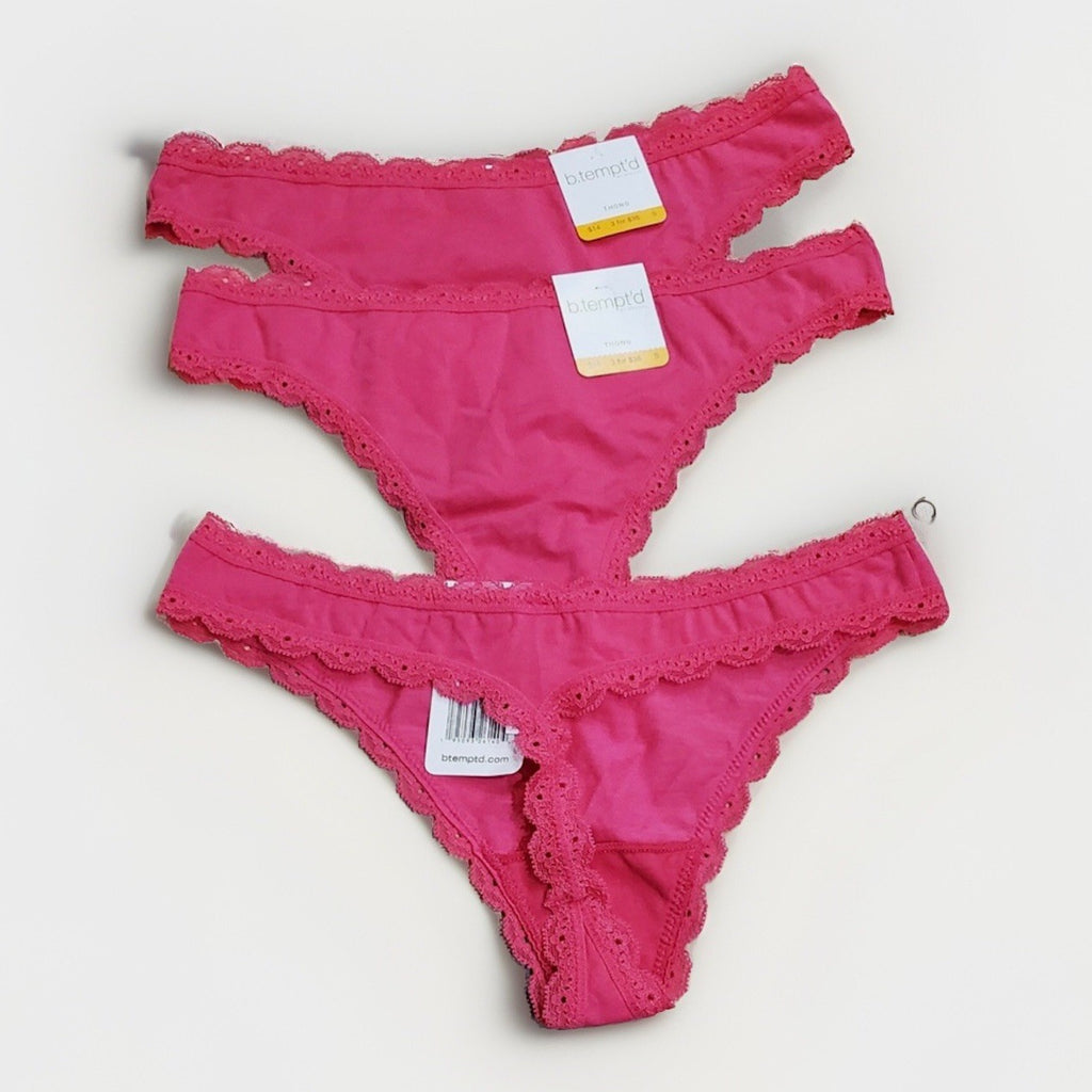 b.tempt'd by Wacoal Women's Inspired Eyelet Thong Underwear Raspberry M
