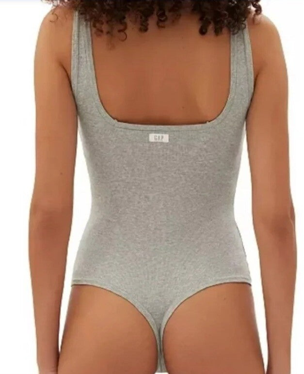 Gap bodysuit Thong GapBody Grey Comfort Cotton Ribbed Gray Size XS