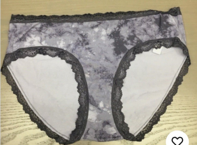 Jenni Women's Lace Trim Bikini Underwear Purple Tiedye XXXL