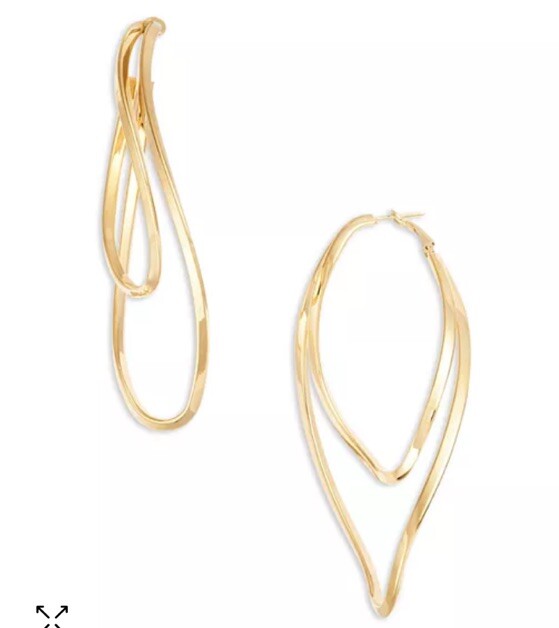 Alexa Double Row Elongated Hoop Earrings in 18K Gold Plated Sterling Silver
