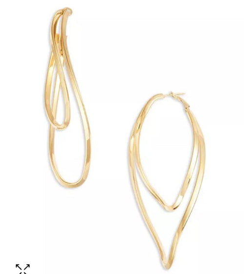 Alexa Double Row Elongated Hoop Earrings in 18K Gold Plated Sterling Silver