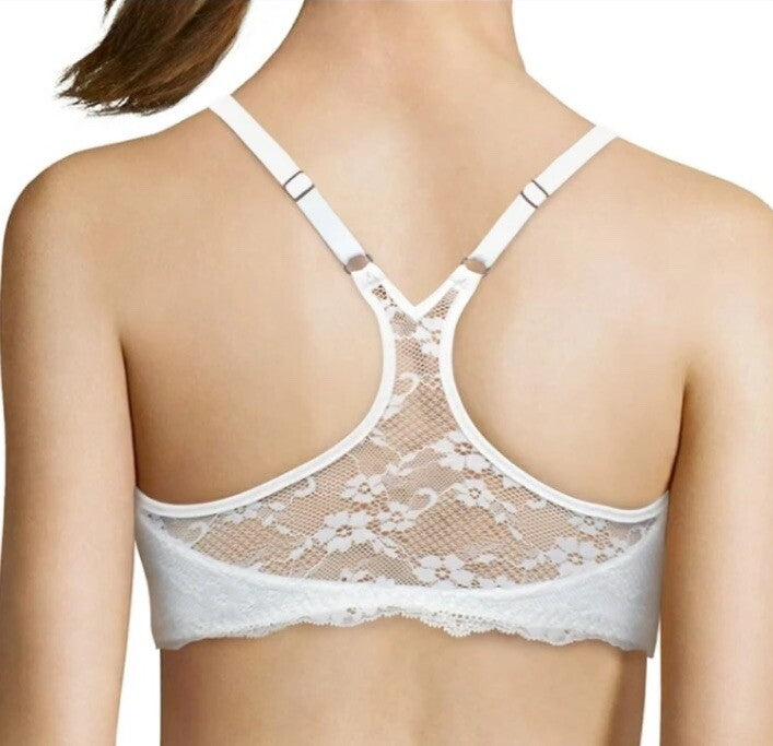 Maidenform Womens One Fab Fit Lace T-Back Shaping Front Close Bra White 40C