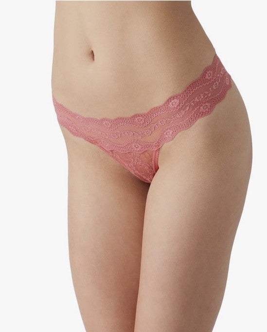 B.tempt'd by Wacoal Women's Lace Kiss Thong - 970182, SZ M Slate Rose