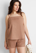 state Of Day 2-Pc. Sleeveless Pajama Set Linen Blend Natural Umber Brown XL