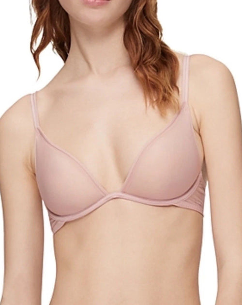 Calvin Klein Women's Sheer Marquisette Unlined Plunge Bra Beige 38D