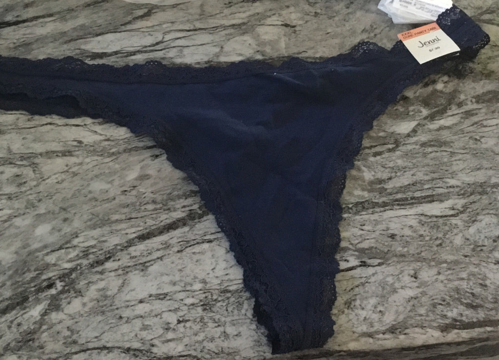 Jenni Women's Lace-Trim Thong Navy Sail XXXL