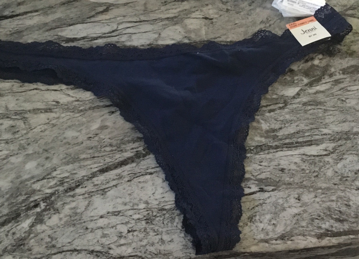 Jenni Women's Lace-Trim Thong Navy Sail XXXL