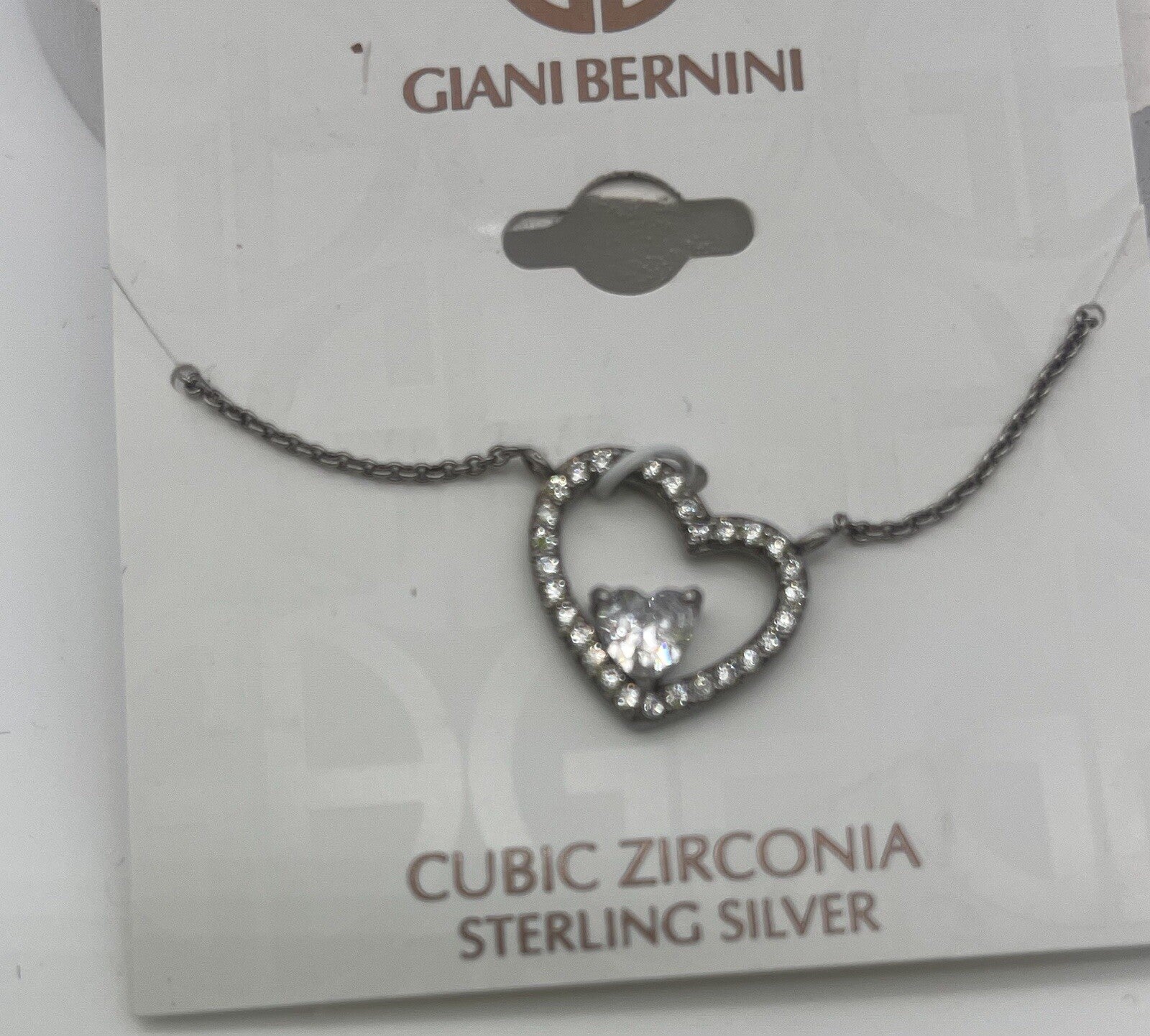 NWT  Giani Bernini CZ Sterling Silver Heart Necklace - Stunning
