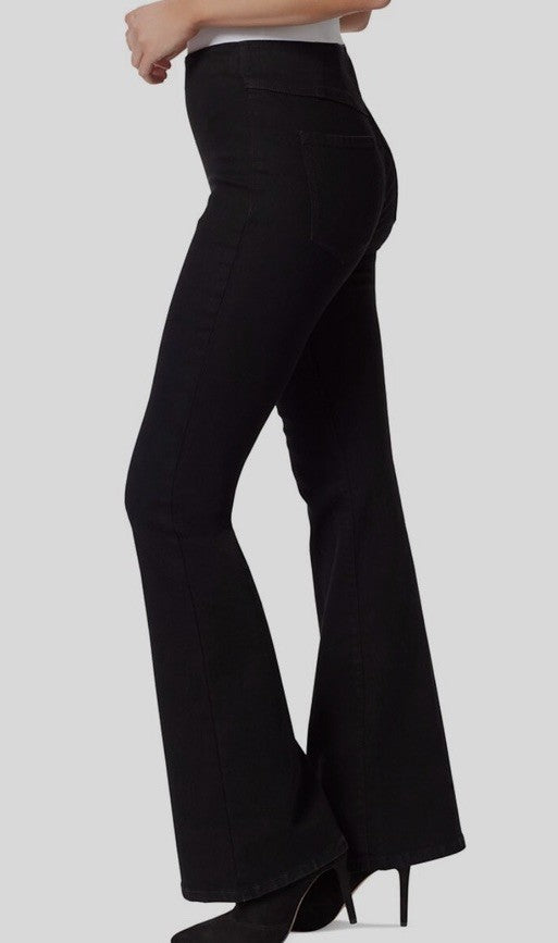 Jessica Simpson Women's Black Pull-On Cotton Denim Flare Jeans Pants Size 25