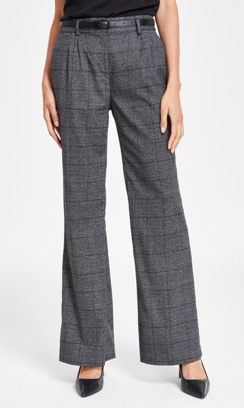 Calvin Klein Women's Menswear-Inspired Wide-Leg Pants Charcoal Color Size 12