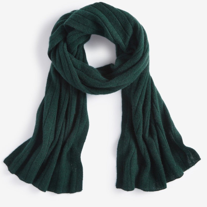Charter Club Ribbed 100% Cashmere Scarf Deep Pine One Size