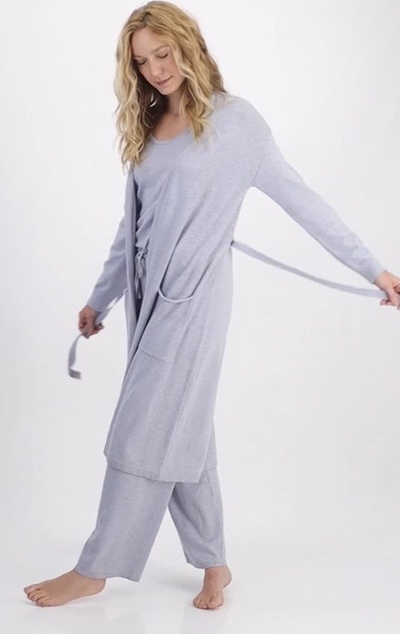 State of Day Women's Long Sweater Knit Layering Robe Grey XS