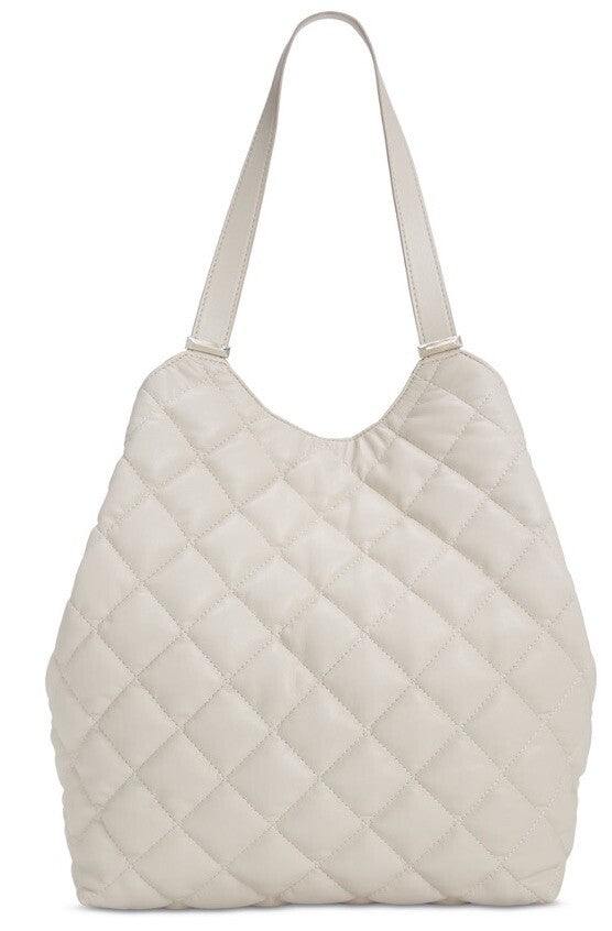 INC Andria quilted faux-leather women's XL tote bag - Bone/ White