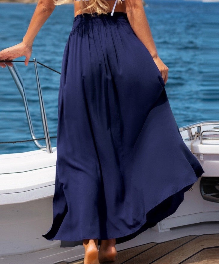 Cupshe Women's Blue Smocked Waist Maxi Skirt Blue M