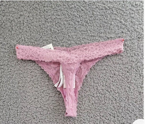 State of Day Lace Thong Underwear Women's  XL Mauve Orchid Elastic Waist Pull On