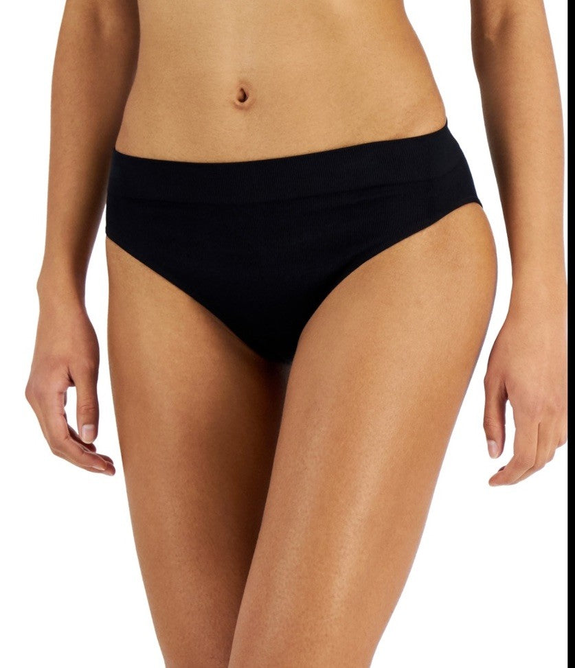Jenni Women's Hi-Cut Seamless Bikini Underwear Deep Black M