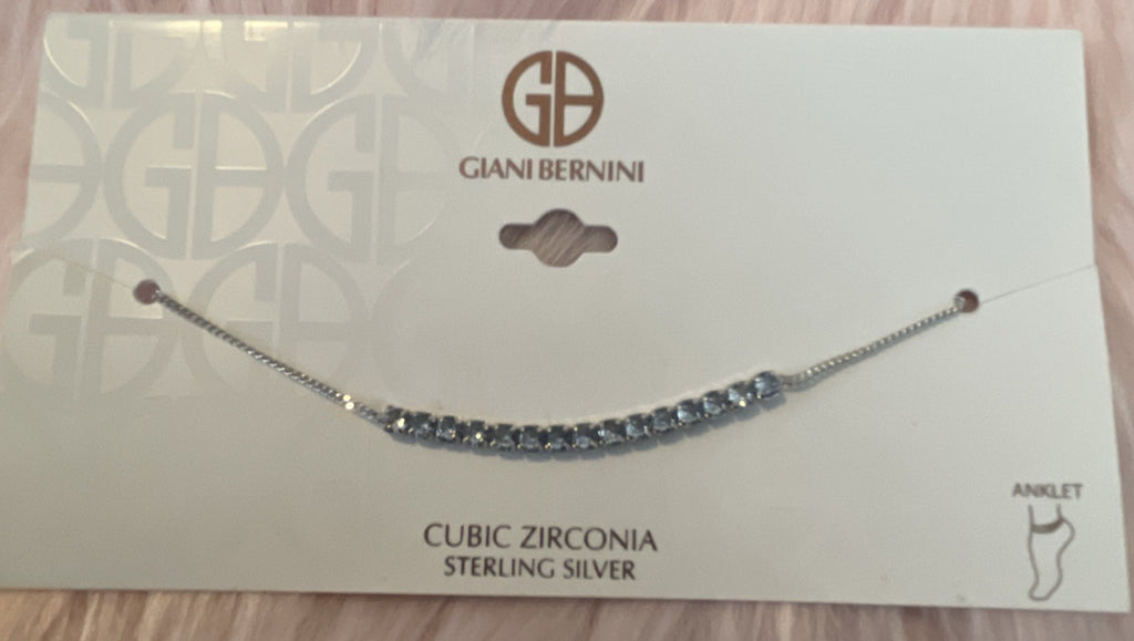 Giani Bernini Cubic Zirconia Linear Ankle Bracelet Aqua