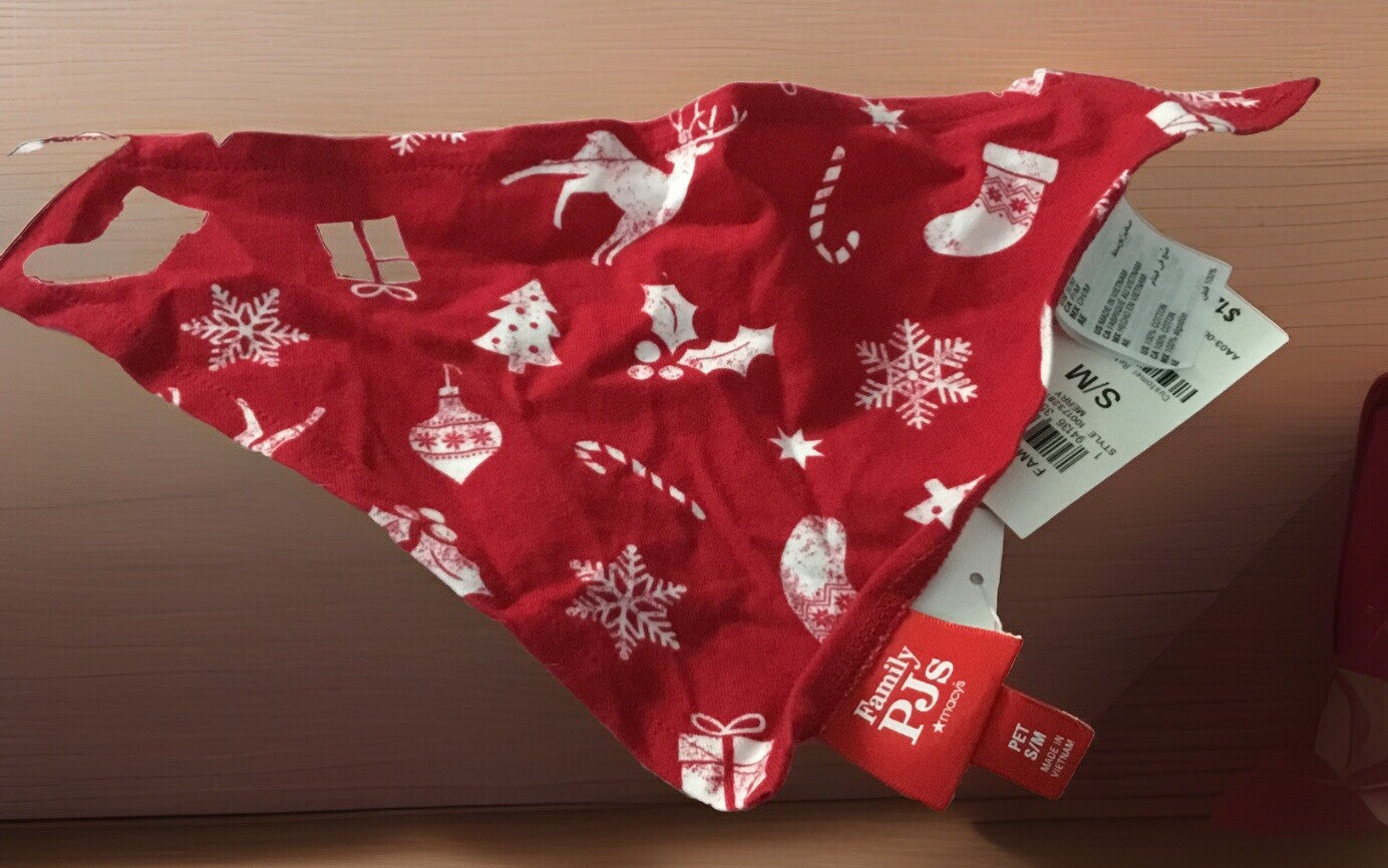 Family Pajamas Matching Merry Cotton Printed Pet Bandana S/M Red