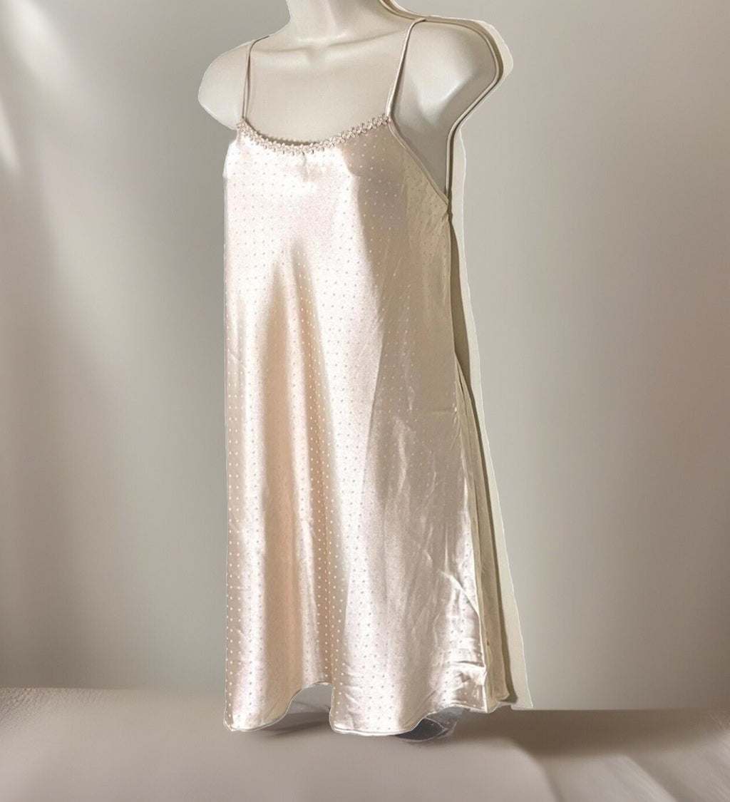 NWT Flora by Flora Nikrooz S Polyester Satin Chemise T91013 Almond $54