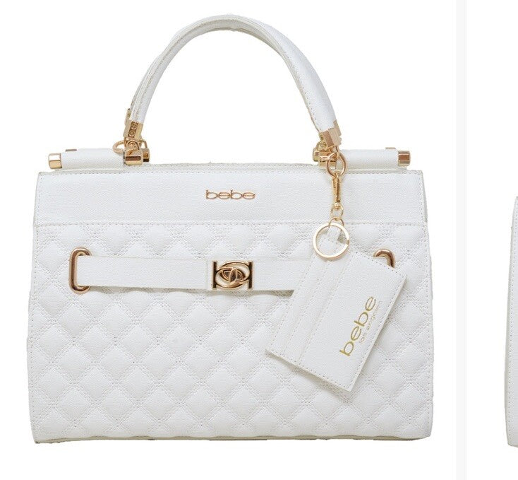 Bebe Alex Quilted Satchel Bag With Car Holder $129