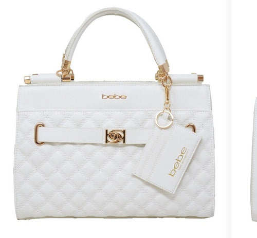 Bebe Alex Quilted Satchel Bag With Car Holder $129