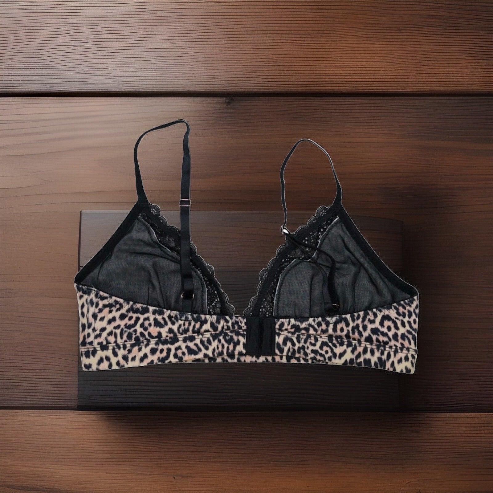 I.n.c. International Concepts Women's Satin Micro Bralette, Cheetah, LARGE