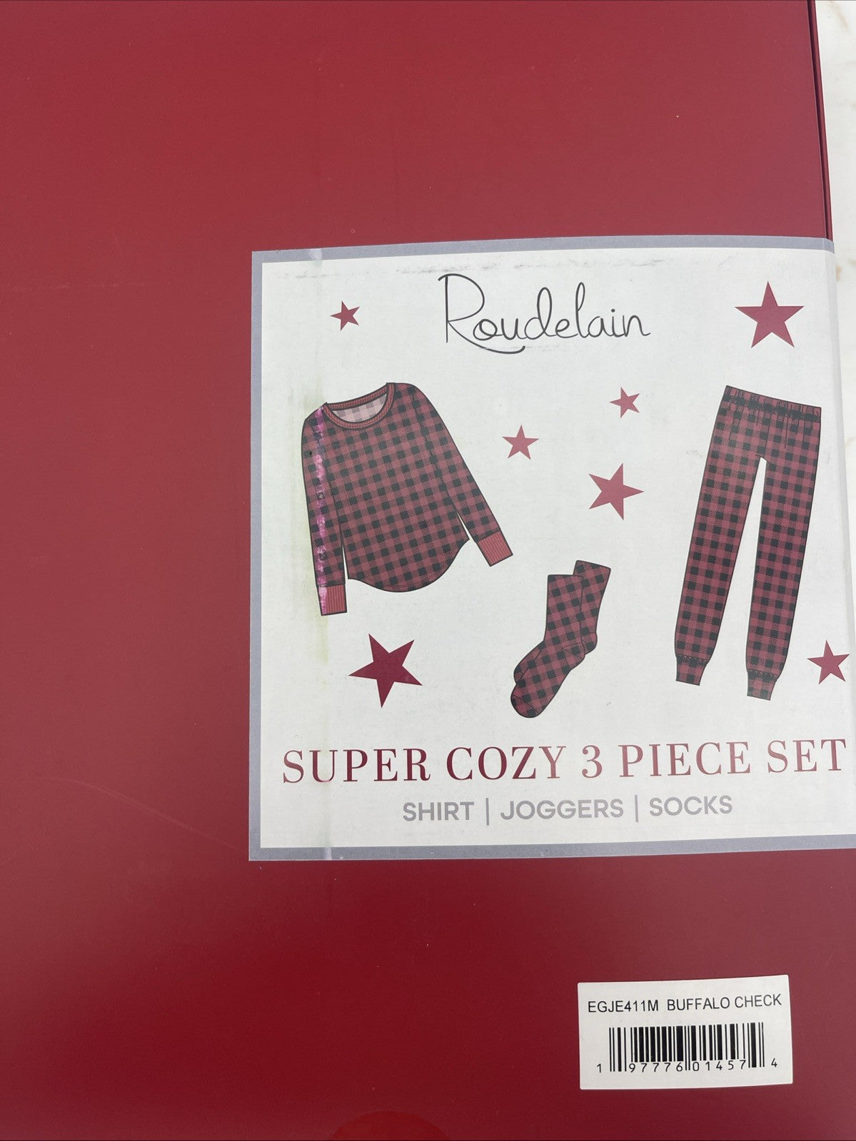 Roudelain 3-Piece Super Cozy Fleece Shirt/Joggers/Socks Sleepwear Pajama Set  L