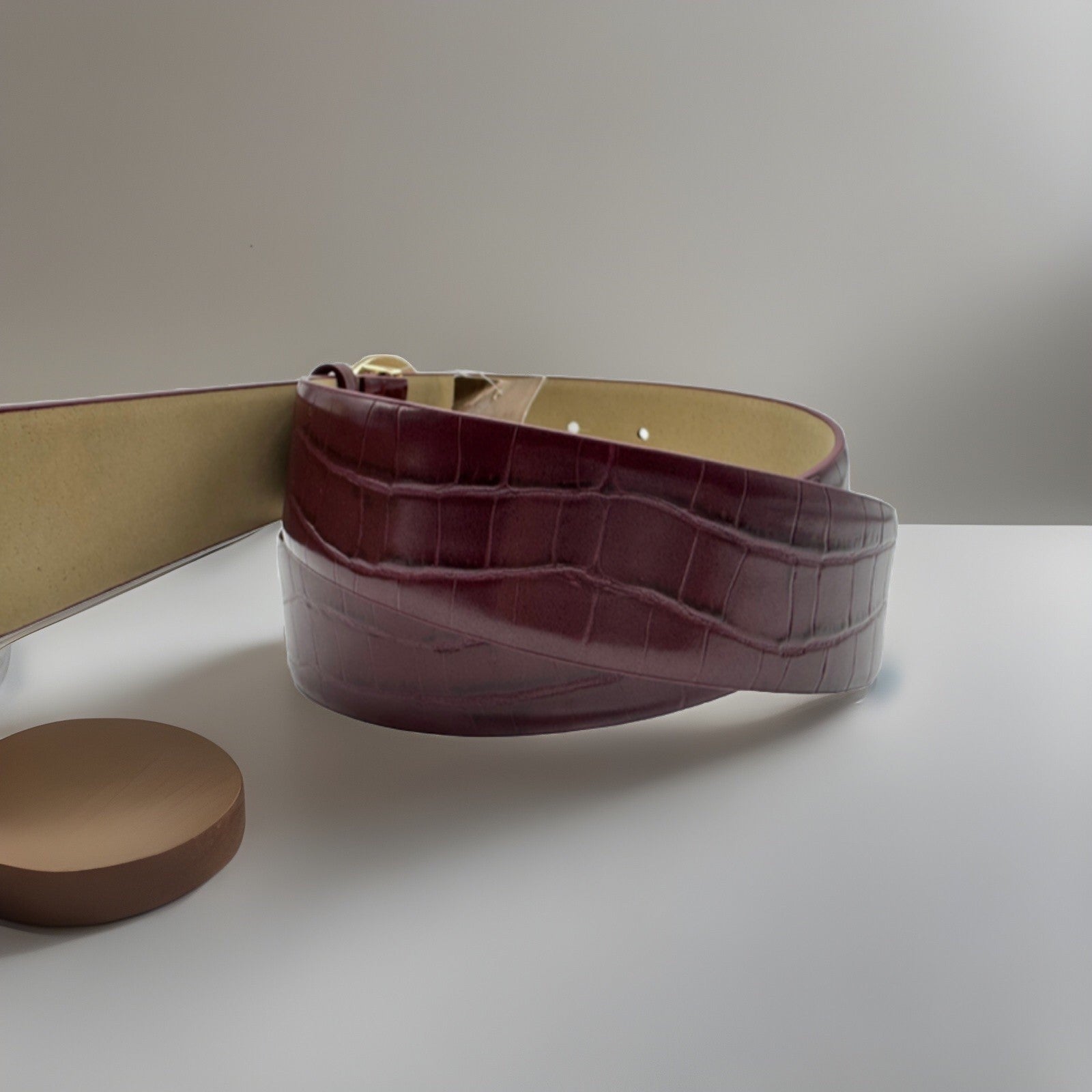 Giani Bernini Women's Croc-Embossed Faux-Leather Belt Wine Size Medium